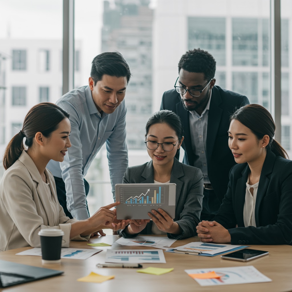 Financial advisors collaborating